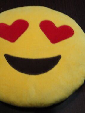 Yellow Heart Shaped Emoji Pillow